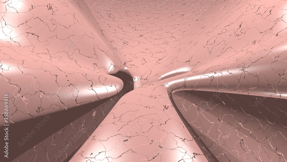 Poster mathematical shape made of salmon monochromic 3d curved abstract background image made of plain spot