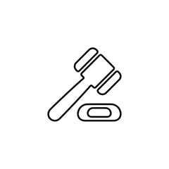 judge gavel icon. auction hammer Line art