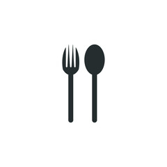 Spoon and fork icon. Vector art