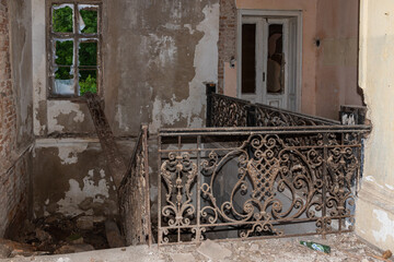 Interior of an abandoned mansion. Empty room deserted and derelict. The interior of an abandoned castle. 