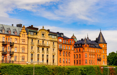 Yellow and red architecture of the capital of Sweden, Stockholm