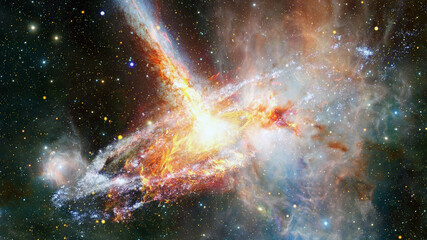 Space landscape with nebula and pulsar. Elements of this image furnished by NASA
