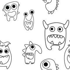 seamless pattern with monsters vector illustration