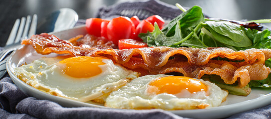 keto low carb breakfast with eggs and bacon