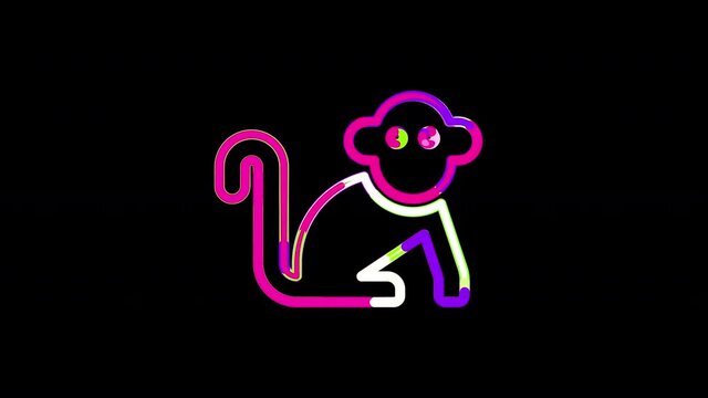 Circles gather in symbol monkey. After it crumbles in a line and moves to the camera. Alpha channel black