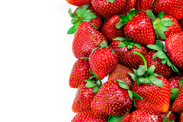 Sweet strawberries on white background with copy space