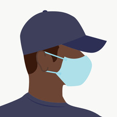 Man Wearing Face Mask Protecting From Germs and Virus Vector Illustration Background