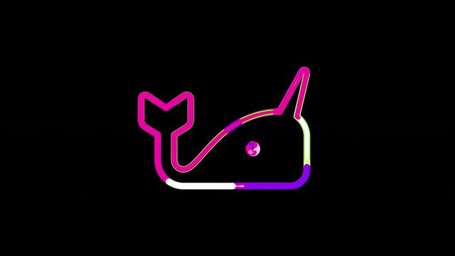 Circles gather in symbol narwhal. After it crumbles in a line and moves to the camera. Alpha channel black