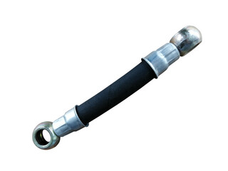 High-pressure rubber fuel hose on an isolated white background. New spare parts.