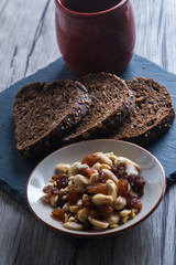 nordic bread with cereals wooden background