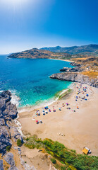 Fototapeta na wymiar Amazing Ammoudi, Ammoudaki, Damnoni beaches in Crete island, Greece near famous resort of Plakias