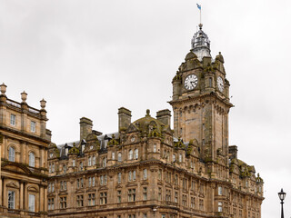 Fototapeta na wymiar Balmoral hotel of Edinburgh, Scotland. Old Town and New Town are a UNESCO World Heritage Site