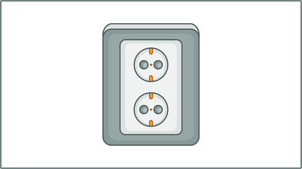 Vector Flat Power Socket icon. Jack Illustration. Electricity Drawing.	