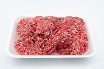 minced meat on white background
