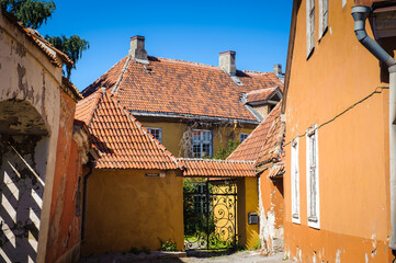 Fototapeta na wymiar It's Old buildings in the Old town of Tallinn, Estonia
