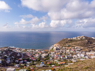High Aerial view of Point Blanche on the Caribbean island of st.maarten. 