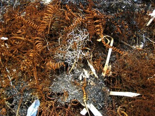 rusty spiral metal shavings metal processing waste