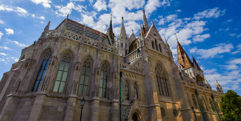 Fototapeta premium It's Part of the Matthias Church, a church located in Budapest, Hungary,