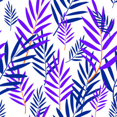 Fototapeta na wymiar tropical leaves seamless pattern. Bright yellow palm leaves. Design for packaging, menus, wrappers, invitations.