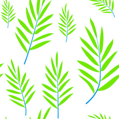 tropical leaves seamless pattern. Bright yellow palm leaves. Design for packaging, menus, wrappers, invitations.