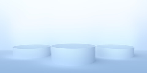 Blue pastel Mock up of podium abstract podium 3d render. 
 