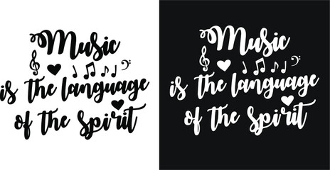 vector lettering phrases about music. two image options - black and white
