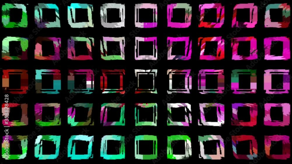 Poster neon lines of squares with colorful light shining and flashing