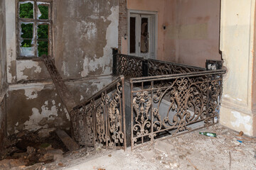 Interior of an abandoned mansion. Empty room deserted and derelict. The interior of an abandoned castle. 