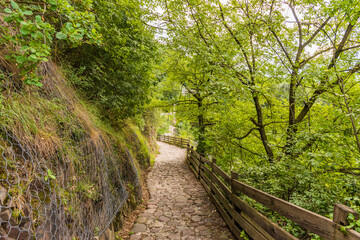 Ancient narrow footpath made of stone