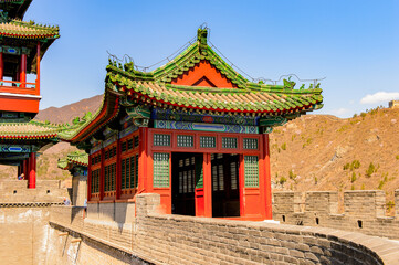 Fototapeta premium It's Pagoda at the Great Wall of China. One of the Seven Wonders of the world. UNESCO World Heritage Site
