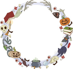 Obraz premium Round frame with attributes for witchcraft