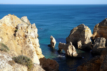 Fototapeta na wymiar Ponta da Piedade, a very picturesque coastal stretch in Lagos in the Algarve 