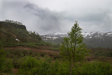 mountain landscape with clouds