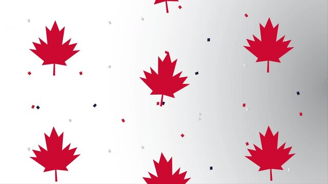 happy canada day celebration with maple leafs pattern