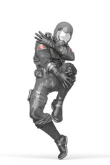 battle pilot is dancing in white background