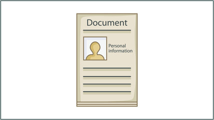 Vector Flat Document icon. Resume Illustration. Information Drawing.	