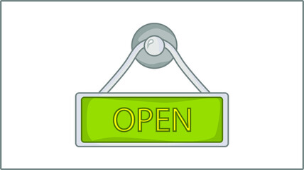 Vector Flat Nameplate Open icon. Illustration. Drawing.	
