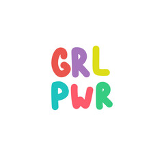 girl power slogan doodle icon, vector color illustration