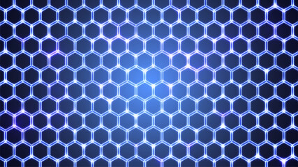Abstract hexagon background. Hexagonal pattern on blue backdrop. Futuristic print or wallpaper. Stock vector illustration