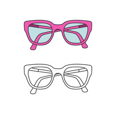 Vector hand-drawn outline isolated pair of glasses