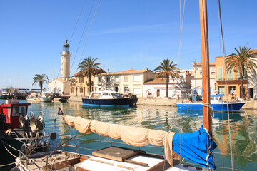  Le Grau du Roi, a seaside resort on the coast of occitanie region in France	
