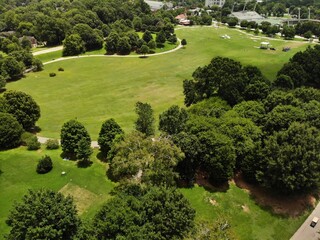 Aerial view of the famous Piedmont park in mid town Atlanta, GA USA