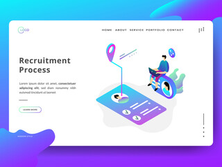 People Characters Choosing Best Candidate for Searching New Employee. Recruitment Process. Human Resource Management and Hiring Concept. template for web landing page, banner, social media