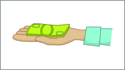 Vector Flat Banknotes and Hand icon. Money Illustration. Pack of Money Drawing.	