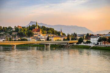 Fototapeta na wymiar It's Historic Centre of the City of Salzburg. UNESCO world heritage site