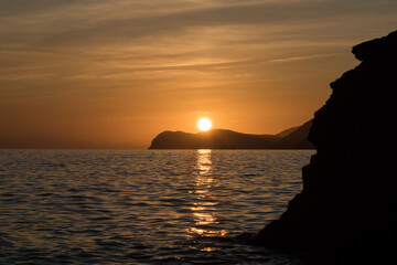 Sunset over the sea from Elba island in Capoliveri