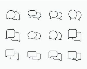 Talk bubble speech icon set. Blank empty bubbles vector design elements. Chat on line symbol template. Dialogue balloon sticker silhouette.