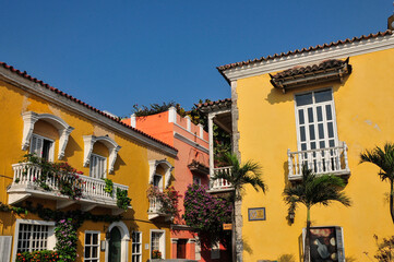 Fototapeta na wymiar Colourful houses, Cartagena, Colombia