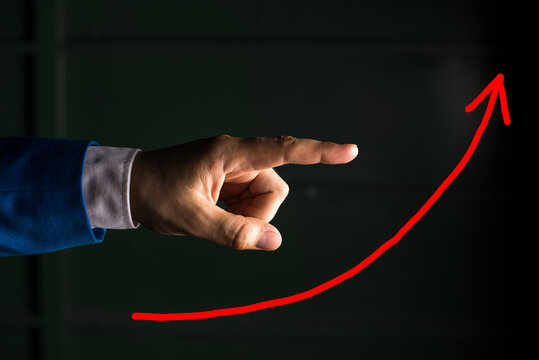 Digital Arrowhead Curve Rising Upward Denoting Growth Development Concept