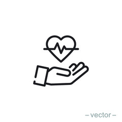 Heart Rate vector icon. Heart Pulse, electrocardiogram sign. Healthcare and medical related thin line illsutration. Trendy Flat style for graphic design, Web site, UI. EPS10.